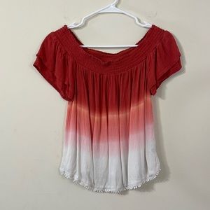 Xhilaration Red Ombré Off The Shoulder Shirt